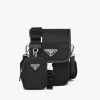 Black Re-Nylon and Saffiano leather shoulder bag
