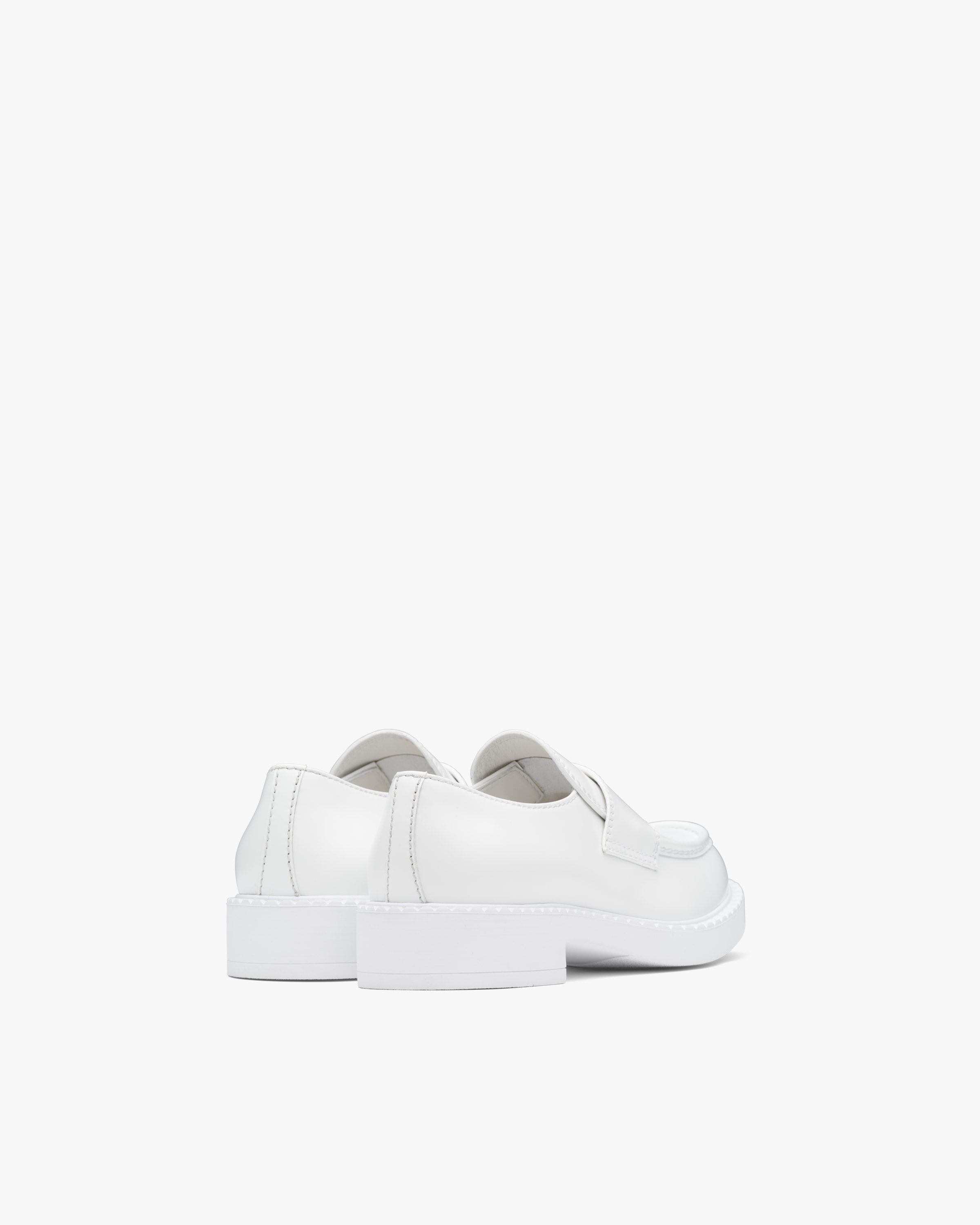 prada brushed leather loafers white