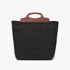 Black Medium Tote in Canvas and Wood - Image 4